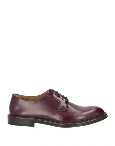 Doucal's Man Lace-up Shoes Brick Red Size 8 Leather