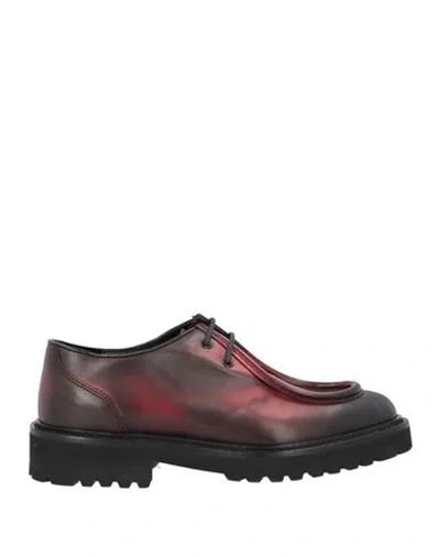 Doucal's Man Lace-up Shoes Burgundy Size 6.5 Leather In Red