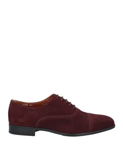 Doucal's Man Lace-up Shoes Burgundy Size 9 Leather In Red