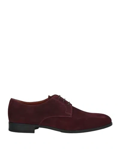 Doucal's Man Lace-up Shoes Burgundy Size 9 Leather In Red