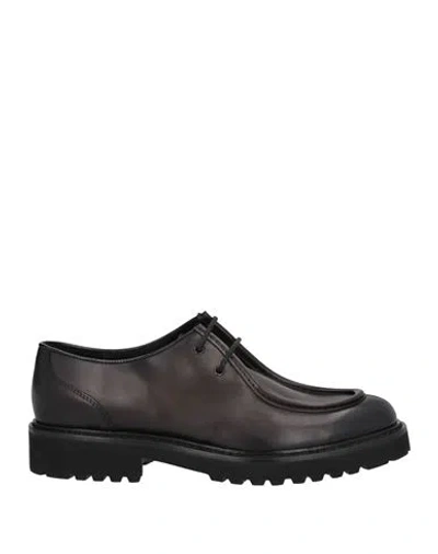 Doucal's Man Lace-up Shoes Charcoal Size 10.5 Soft Leather In Grey