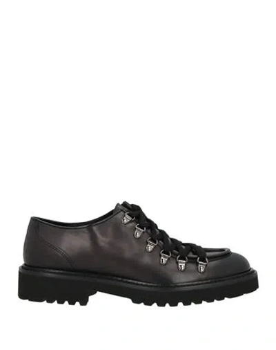 Doucal's Man Lace-up Shoes Charcoal Size 7 Leather In Black