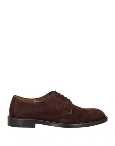 Doucal's Man Lace-up Shoes Dark Brown Size 8 Leather In Brown
