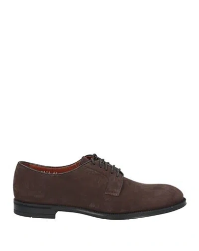DOUCAL'S DOUCAL'S MAN LACE-UP SHOES DARK BROWN SIZE 9 LEATHER
