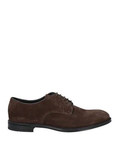 Doucal's Man Lace-up Shoes Dark Brown Size 7 Soft Leather