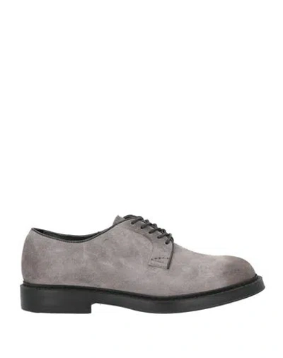Doucal's Man Lace-up Shoes Grey Size 8.5 Leather In Gray