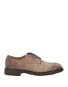 Doucal's Man Lace-up Shoes Khaki Size 6 Soft Leather In Brown