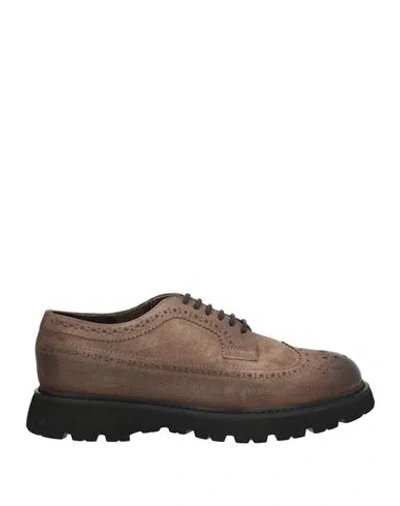 Doucal's Man Lace-up Shoes Khaki Size 7.5 Leather In Sand