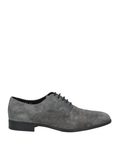 Doucal's Man Lace-up Shoes Lead Size 9 Leather In Grey