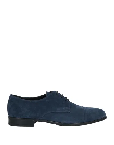 Doucal's Man Lace-up Shoes Navy Size 7 Leather In Navy Blue