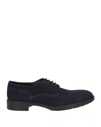 Doucal's Man Lace-up Shoes Navy Size 9 Leather In Navy Blue