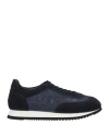Doucal's Man Sneakers Navy Size 9 Leather, Textile Fibers In Navy