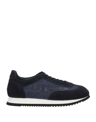Doucal's Man Sneakers Navy Size 9 Leather, Textile Fibers