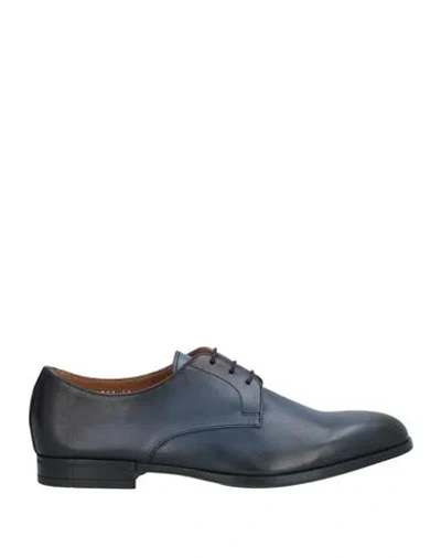 Doucal's Man Lace-up Shoes Slate Blue Size 8 Leather