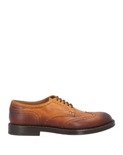 Doucal's Man Lace-up Shoes Tan Size 9 Leather In Brown