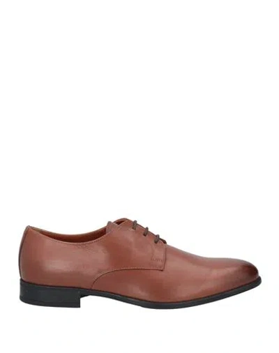 Doucal's Man Lace-up Shoes Tan Size 9 Leather In Brown