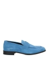 Doucal's Man Loafers Azure Size 9 Leather In Blue
