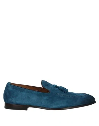 Doucal's Man Loafers Azure Size 9 Leather In Blue