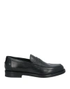 Doucal's Black Leather Moccasin In Black