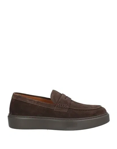 Doucal's Man Loafers Dark Brown Size 8 Leather