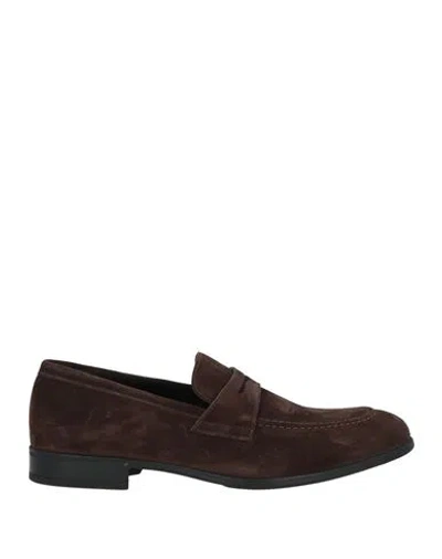 DOUCAL'S DOUCAL'S MAN LOAFERS DARK BROWN SIZE 9 LEATHER