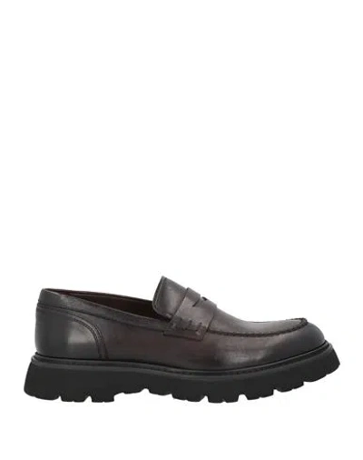 Doucal's Man Loafers Dark Brown Size 9 Leather