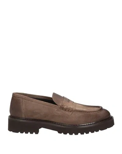 Doucal's Man Loafers Khaki Size 6 Leather In Kakao