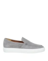 Doucal's Man Loafers Grey Size 11 Soft Leather In Grey