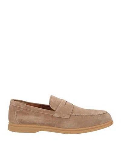 Doucal's Man Loafers Light Brown Size 11 Leather In Beige