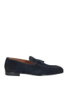 Doucal's Navy Blue Suede Loafers With Tassels In Blue