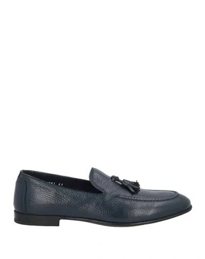 Doucal's Man Loafers Midnight Blue Size 9 Leather