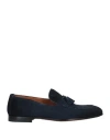 Doucal's Navy Blue Suede Loafers With Tassels In Navy Blue