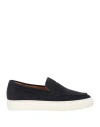 Doucal's Suede Leather Loafers In Navy