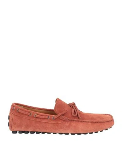 Doucal's Man Loafers Rust Size 9 Leather In Red