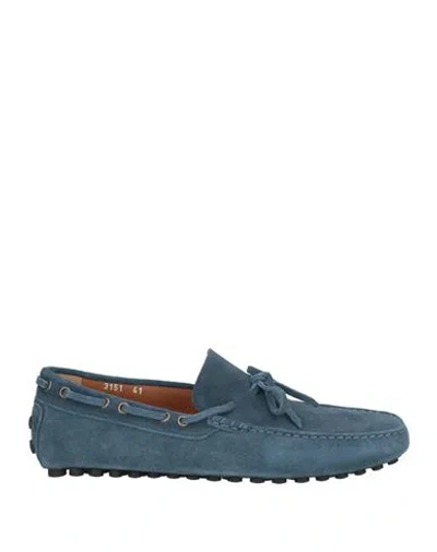 Doucal's Man Loafers Slate Blue Size 8.5 Leather