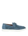 Doucal's Man Loafers Slate Blue Size 9 Leather