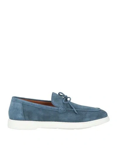 Doucal's Man Loafers Slate Blue Size 9 Leather