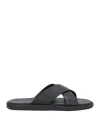 Doucal's Open-toe Leather Slides In Black