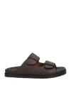 Doucal's Double-strap Leather Slides In Brown
