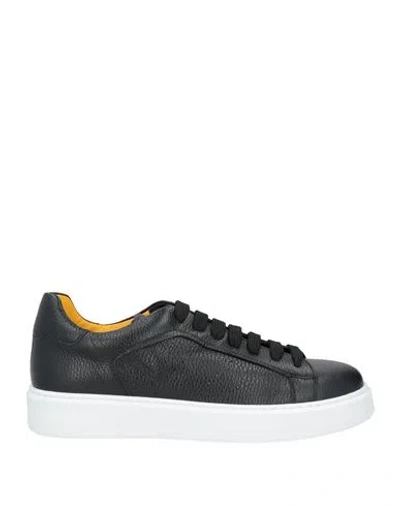 Doucal's Man Sneakers Midnight Blue Size 9 Leather In Black