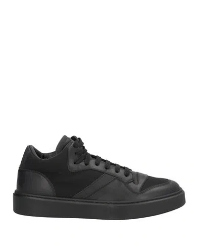 Doucal's Man Sneakers Black Size 9 Leather, Textile Fibers