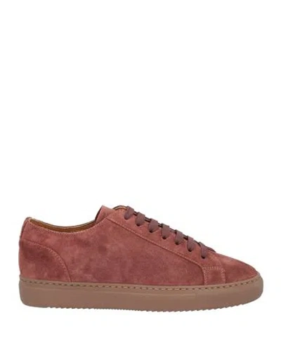 Doucal's Man Sneakers Brick Red Size 9 Leather In Pink
