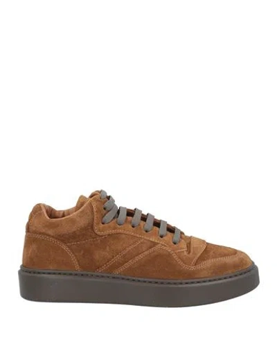 Doucal's Man Sneakers Camel Size 9 Leather In Beige