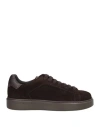 Doucal's Suede Brown Sneakers With Garnet Leather Accents In Brown