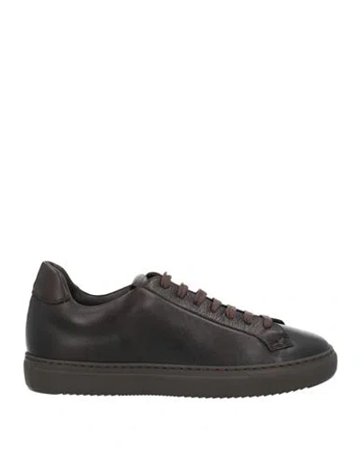 Doucal's Man Sneakers Dark Brown Size 8 Leather