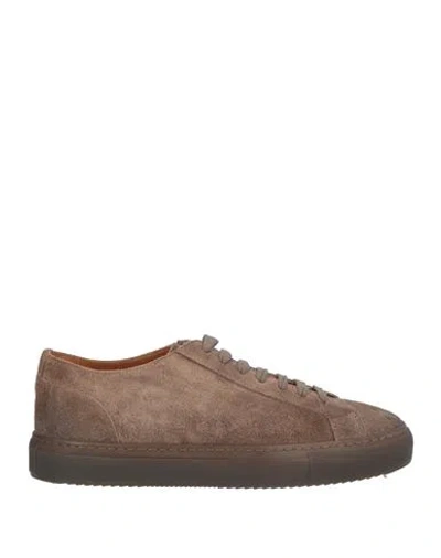 Doucal's Man Sneakers Taupe Size 7 Calfskin In Grey