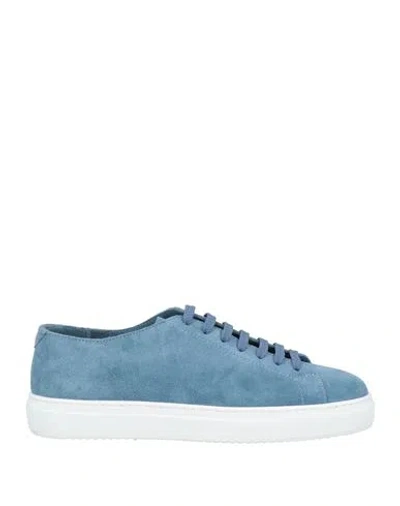 Doucal's Man Sneakers Light Blue Size 9 Leather
