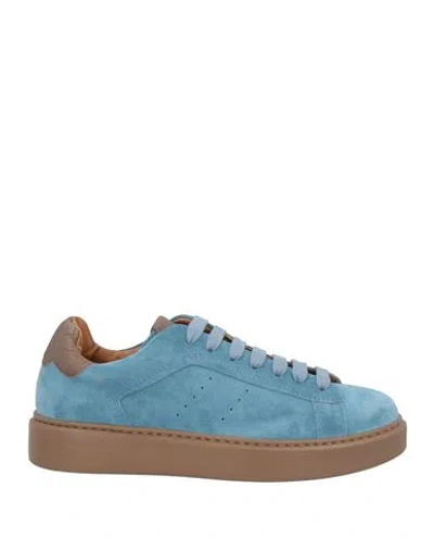 Doucal's Man Sneakers Light Blue Size 9 Leather