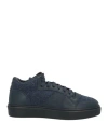 Doucal's Man Sneakers Midnight Blue Size 7.5 Leather, Textile Fibers