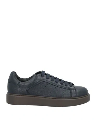 Doucal's Man Sneakers Navy Size 7 Leather In Navy Blue